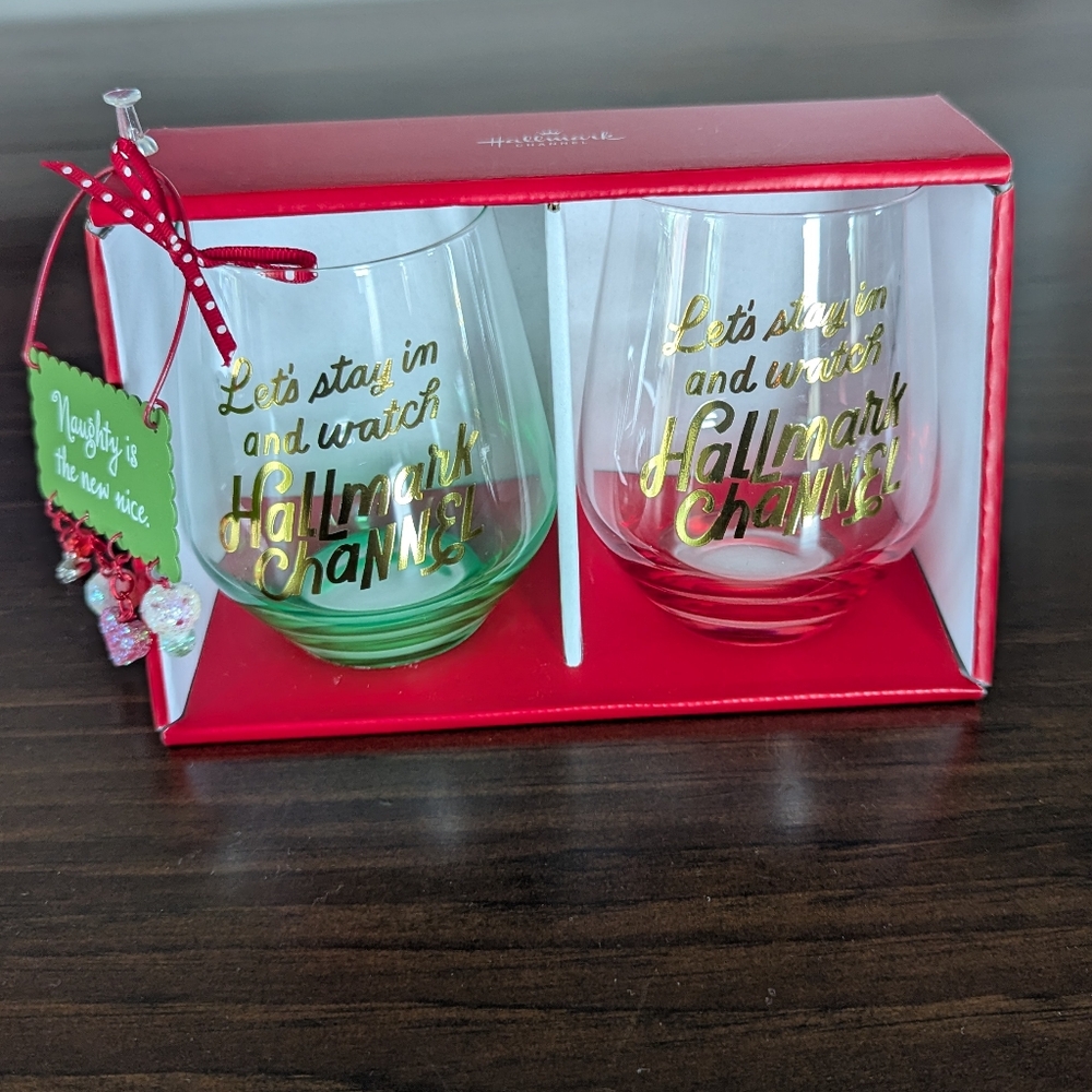 Set Of Two Hallmark Stemless Glasses